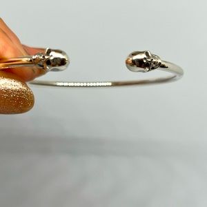 STERLING SILVER OXIDIZED SKULL CUFF BRACELET